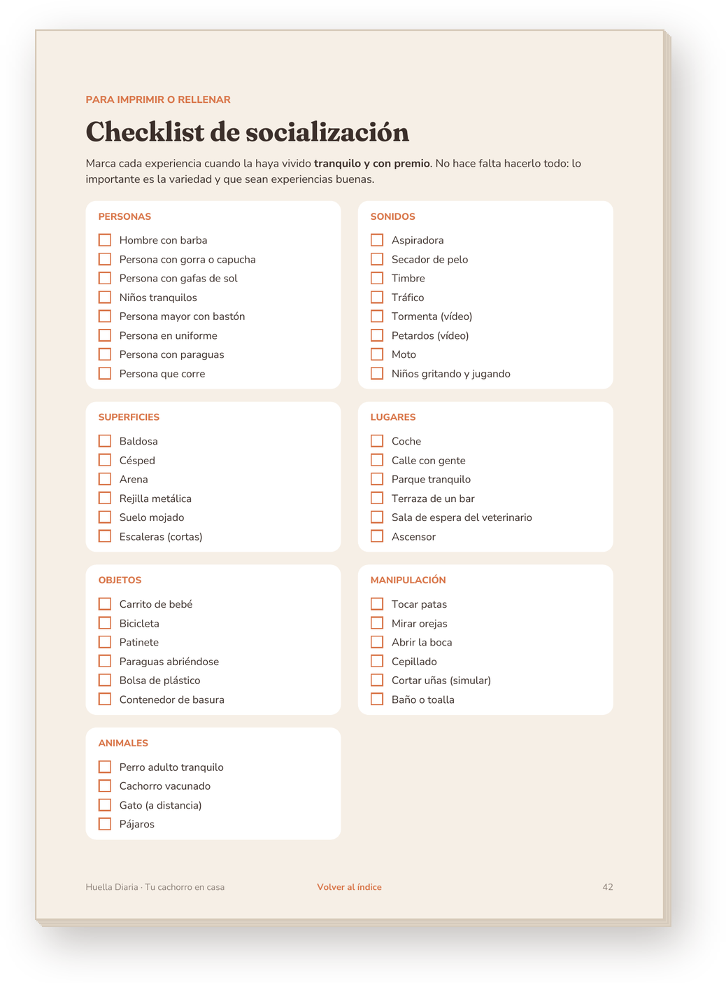 Checklist de socialización